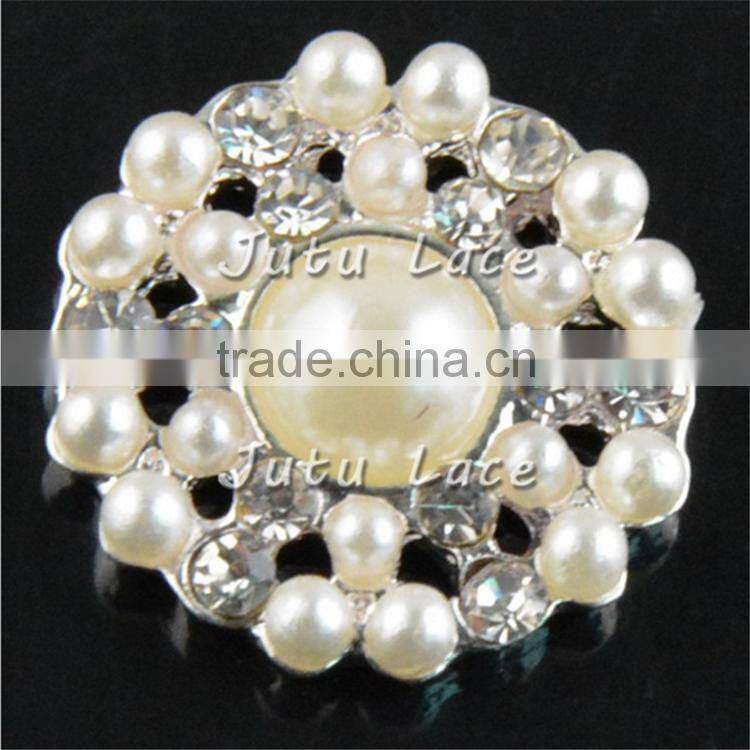 Shiny beaded pearl rhinestone - hair accessories chiffon flower decoration botton
