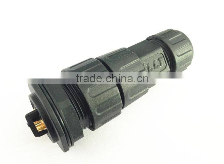 TUV UL Approved LLT 3 pole female panel mounted waterproof cable connector