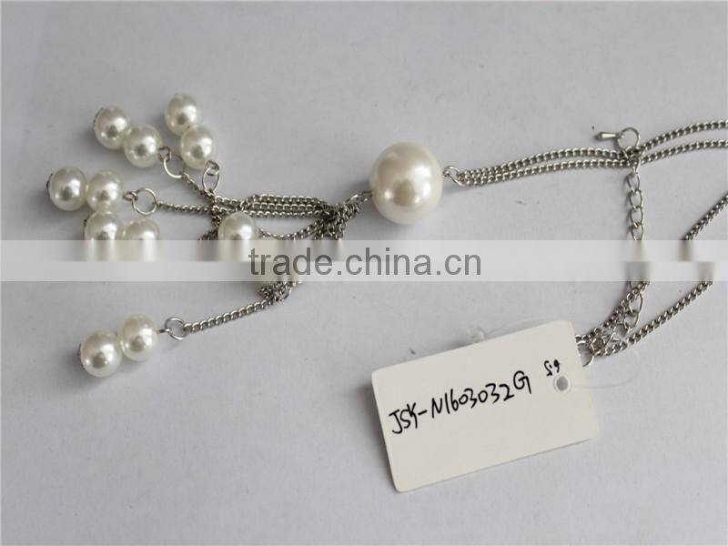 Cheap price Fashion jewelry beaded necklace wholesale, white pearl necklace jewelry