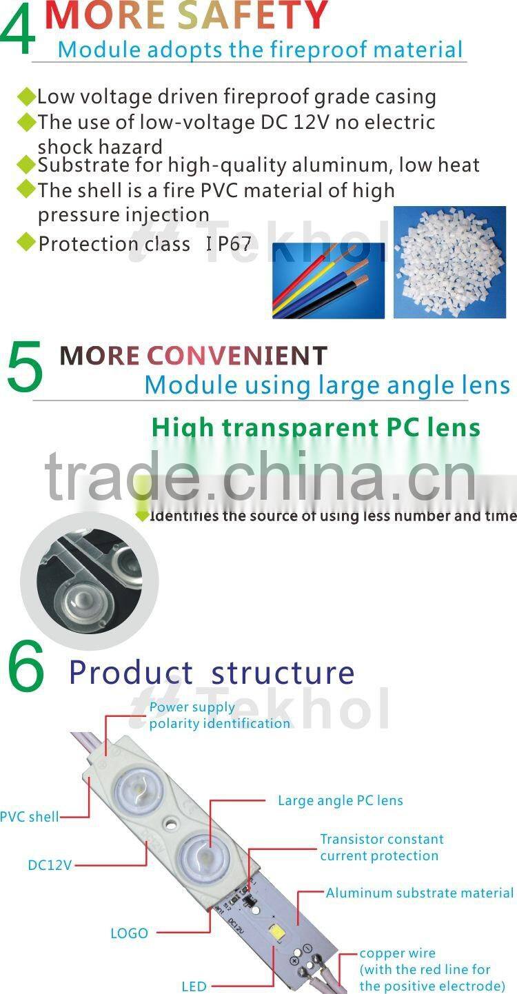 DC12V 82*18mm 2835 smd IP67 led module with lens CE & RoHS