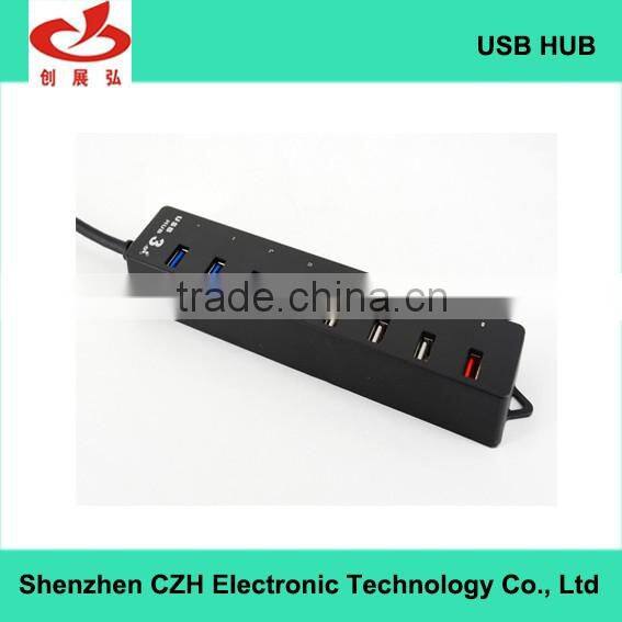 Hot selling powered usb por hub, 5 Gbps driver download high speed 7 port usb hub 3.0 with 1 quick charging port