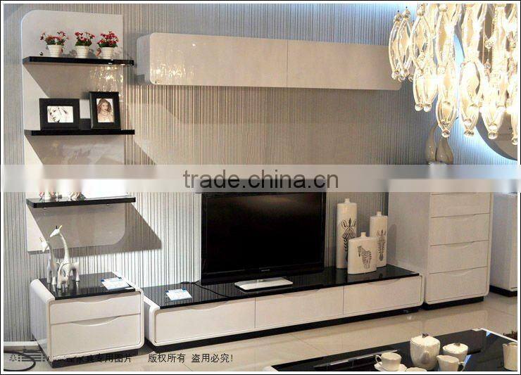 Black and white functional high glossy TV STAND 1606