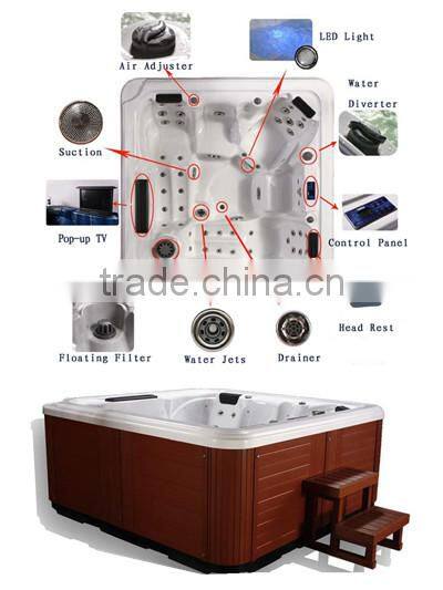 Vigor popular 5 person outdoor spa bathtub,hot tub balboa spa,pools stainless steel nozzle