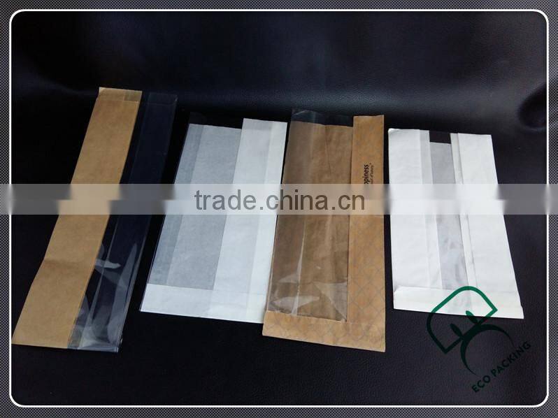 FDA food grade kraft greaseproof paper bag with window
