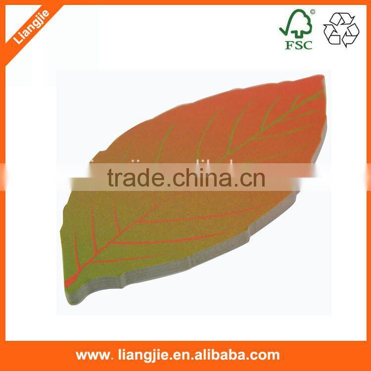 Realistic new design lovly leaf shaped sticky notes pad