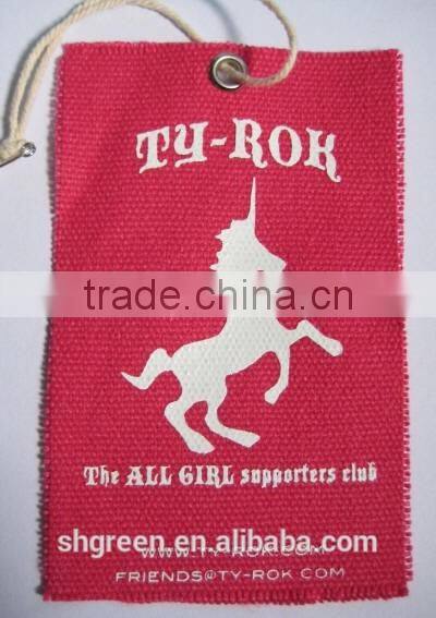silk screen printing red cotton hangtag