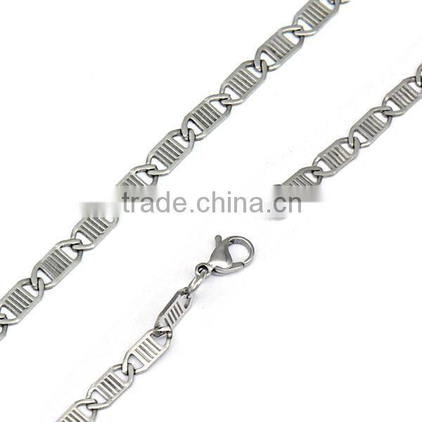 stainless steel flat silver new design biker chain jewelry