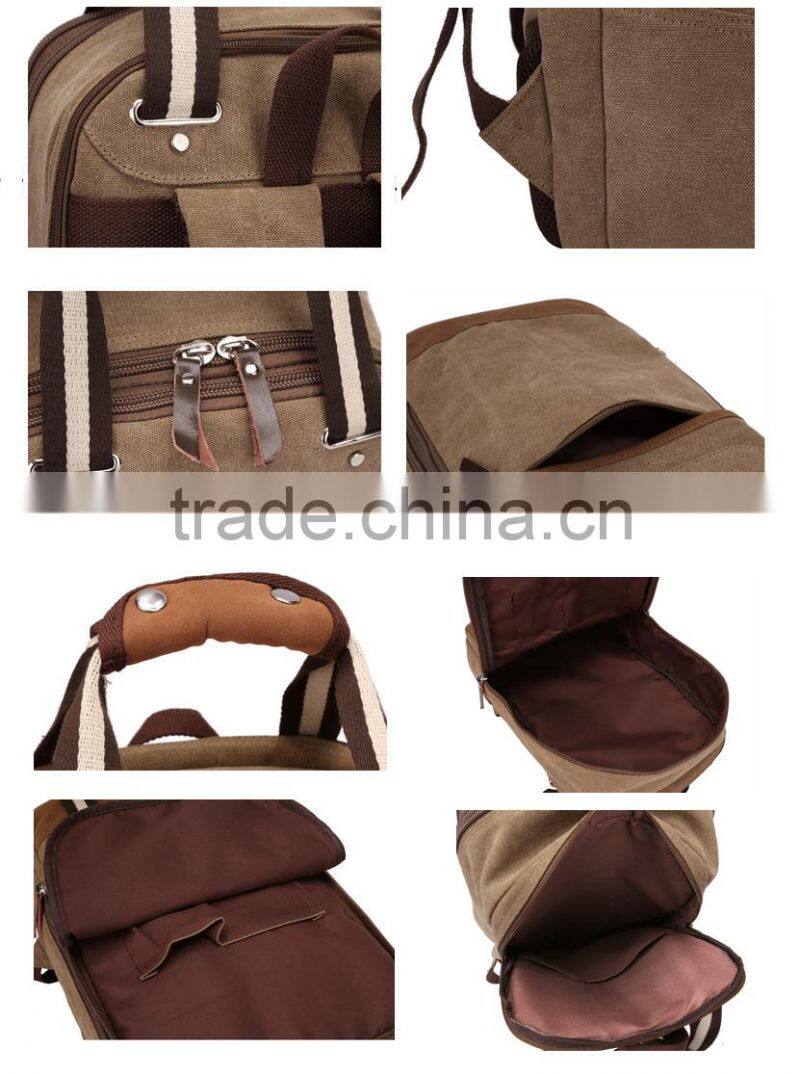 Multifunction Outdoor waxed canvas backpack with handle
