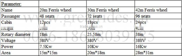 China family theme Amusement park rides 30m ferris wheel with led lights for mall