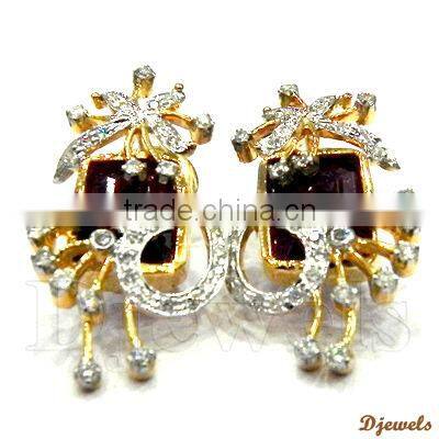 Diamond Earrings, Diamond Gold Earrings, Bridal Jewelry