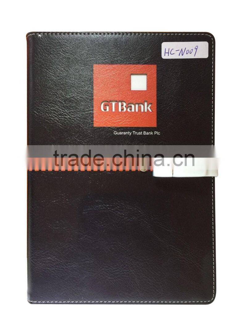 2016 new design leather cut logo usb agenda