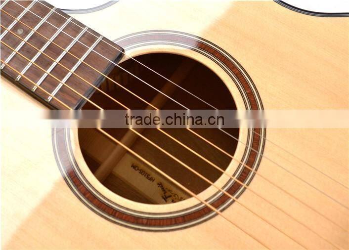 Manufacturing D-shape solid spruce & sapele rosewood fingerboard acoustic guitar