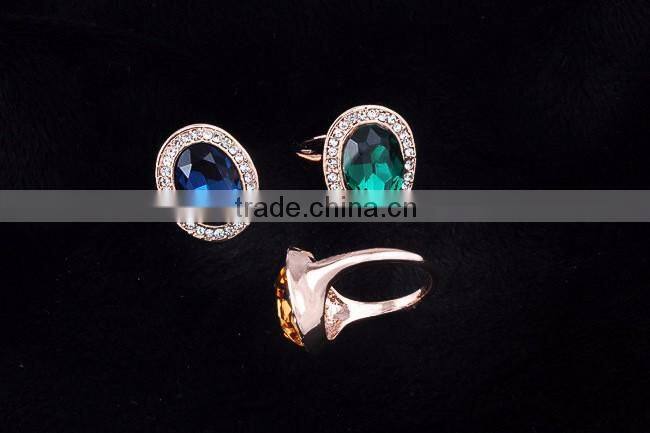 18K gold color rings with blue Gemstone 3gram gold ring