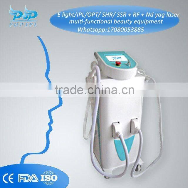 E light/IPL/OPT/ SHR/ SSR + RF + Nd yag laser 3in 1 Ipl machina