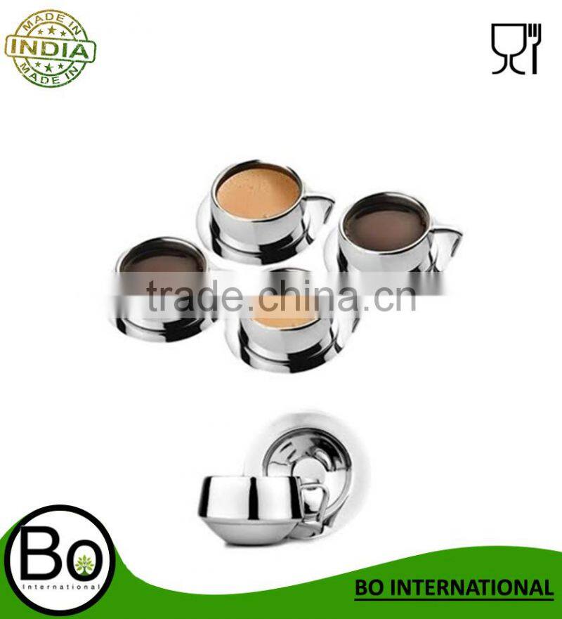 Stainless Steel Teas Cup With Coaster 8 x 5 cm