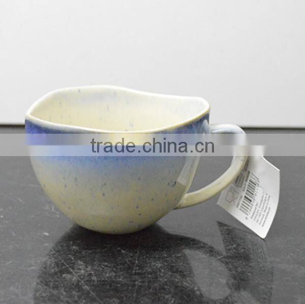 Vesub New arrive 11OZ Two-tone Color Ceramic mugs colorful two-tone glaze one handle ceramic soup mug