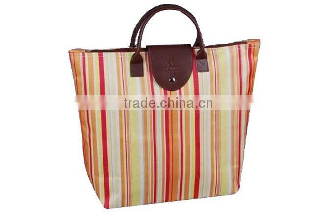 2015 new fashion oxford fabric shopping bag folding waterproof eco-friendly shopping bag leather tote women
