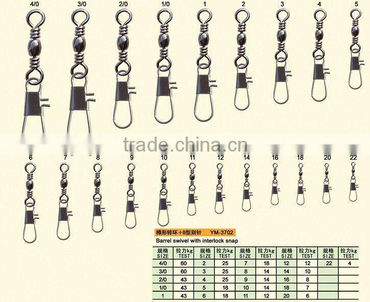 fishing tackle accessories Barrel swivel with interlock snap
