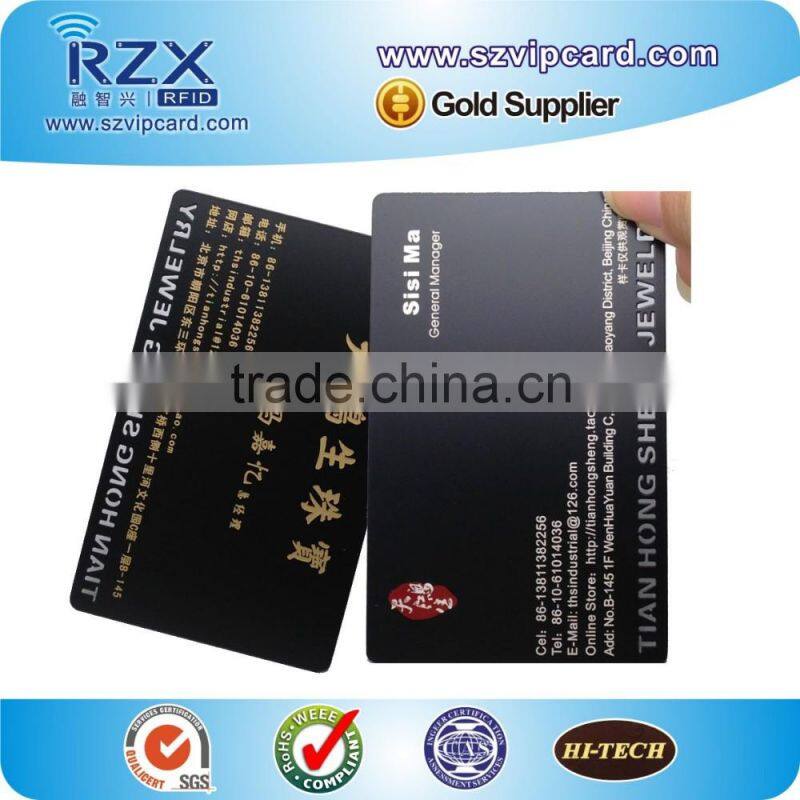 Engraved black matt metal business card