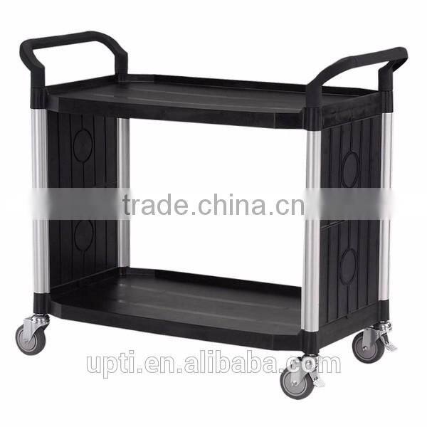 Taiwan Made High Quality Large 2 Shelves Service Cart W/panels on 2 Sides Large Storage Cart , Plastic Service Carts