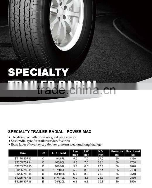 SURETRAC BRAND SPECIALTY TRAILER RADIAL--POWER MAX--STR 235/80R16