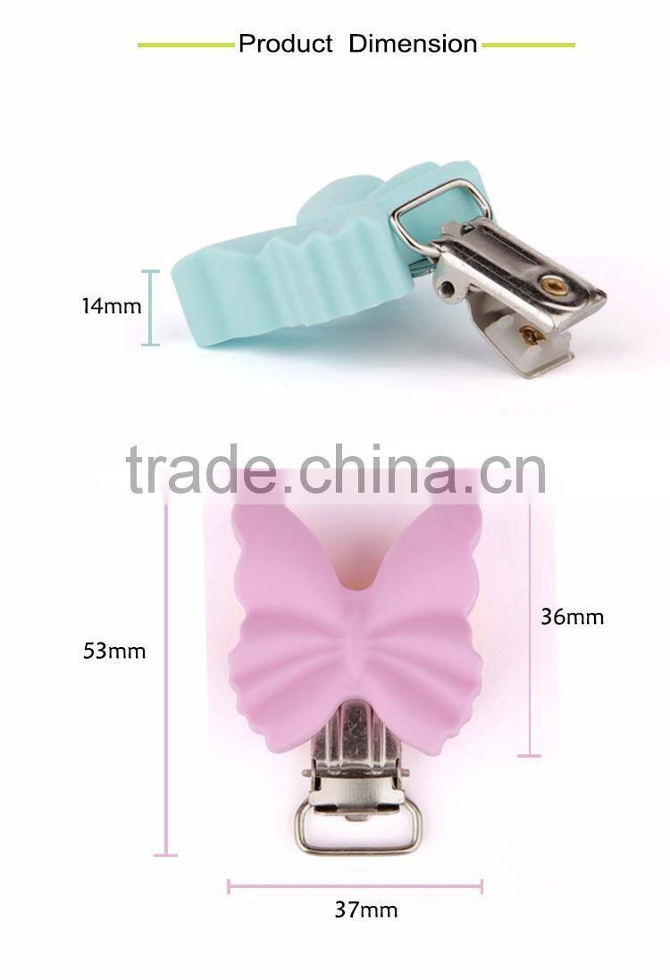 Wholesale New Product silicone butterfly clip accessories teether chain