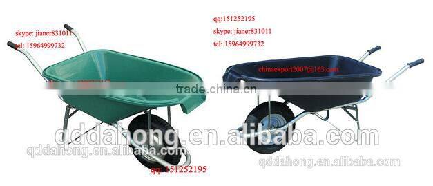Plastic Concrete Wheel Barrow WB5600 with Green Tray and Pneumatic Wheel