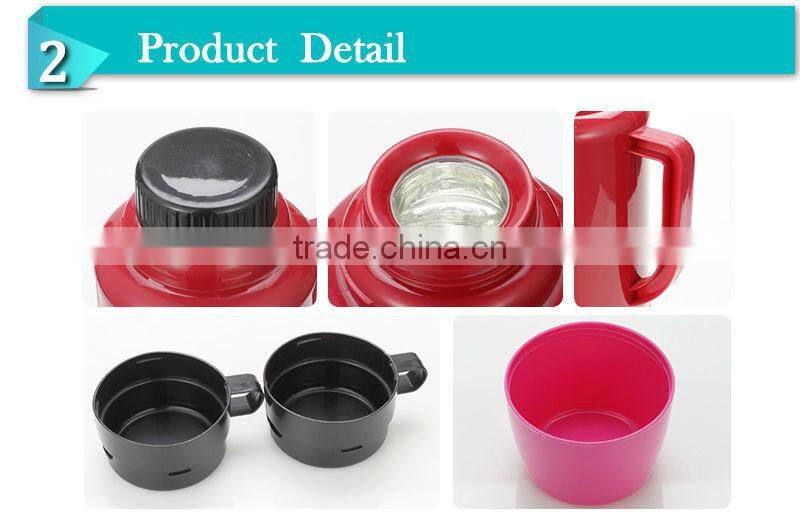 Guangzhou special style 1.8l glass liner thermos vacuum flask with tow cups