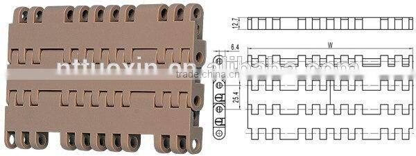 25.4mm pitch Solid Top 7705 modular plastic conveyor belt for filling machinery