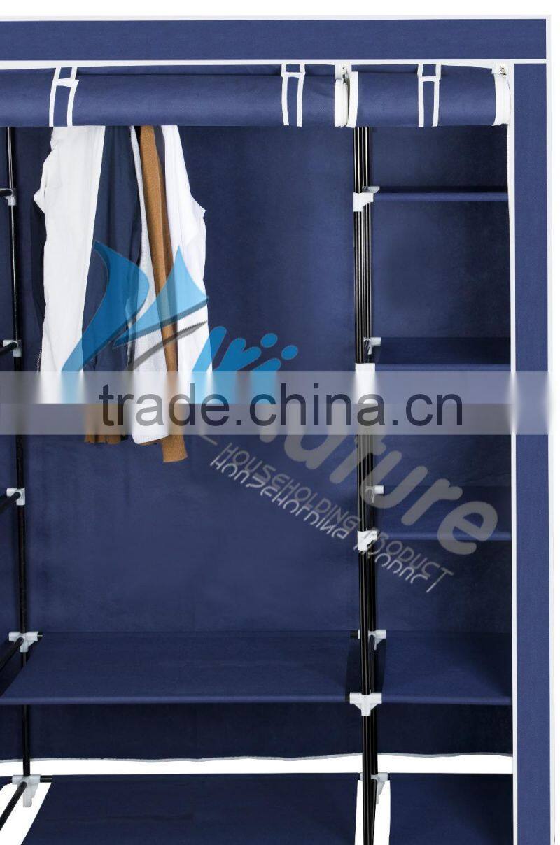Folding fabric portable bedroom wardrobe with metal frame big size