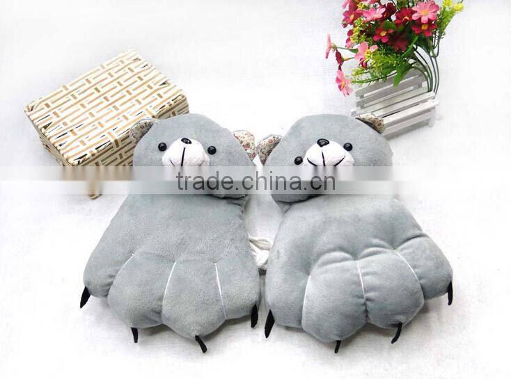 Warming animal bear paw plush gloves