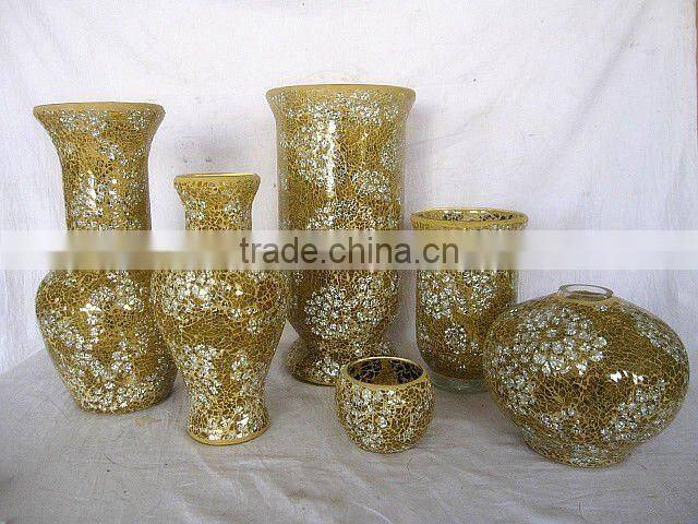 Modern Color Mosaic Glass Flower Ornament Cheap Wholesale Hand Made Glass Vase