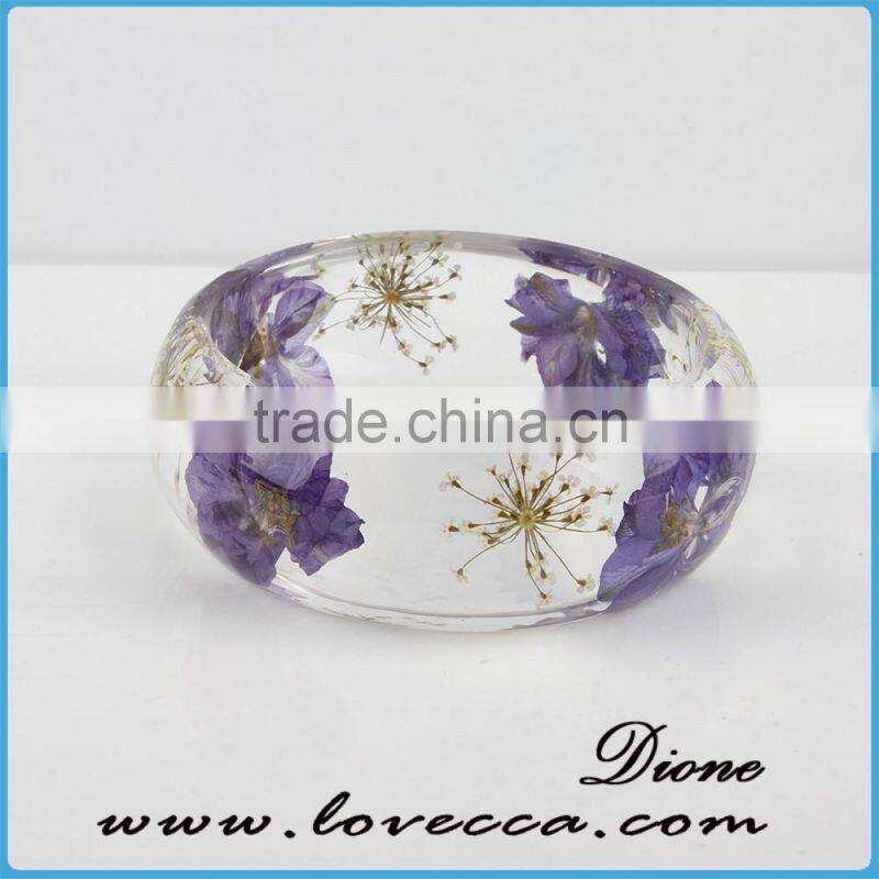 Clear Handmade Real Flower Botanical Jewellery Resin Bangle Bracelet