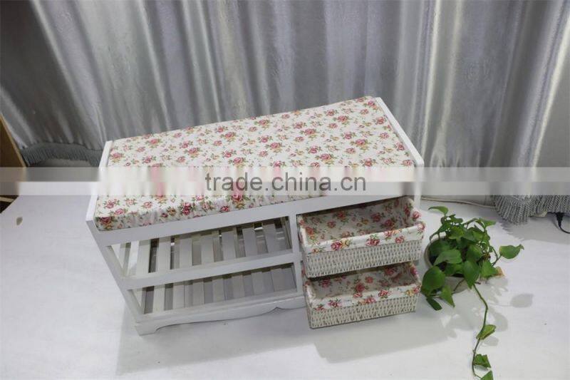 Wood shoe rack with cushion