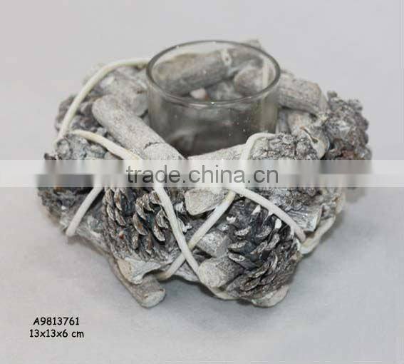 twig christmas wreath with snow