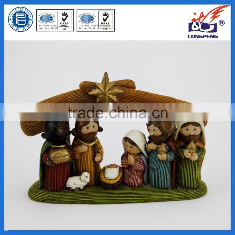 Christmas Nativity Scene Set (Resin) with Holy Family -Mary,Joseph,Baby Jesus in Manger,Wisemen and Stable Creche