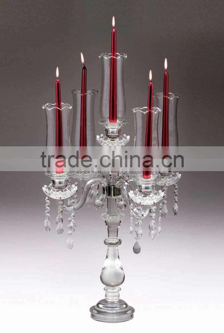 Handmade crystal glass table white 3 arm candelabra with 3 arm