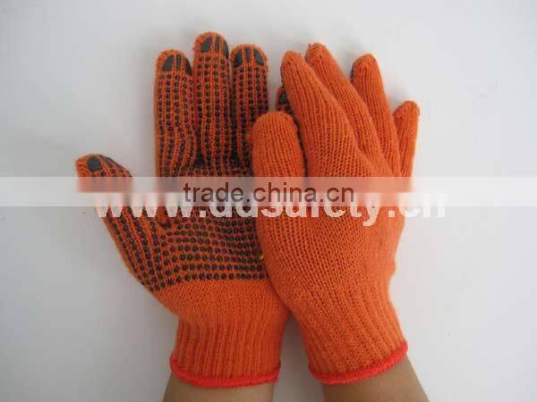 Cotton Polyester Kintted Gloves With PVC Dots
