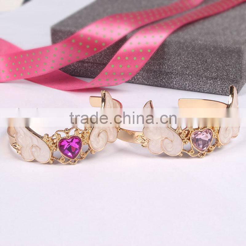 crystal heart angel wing cuff bangle gold angel wing cuff bangle
