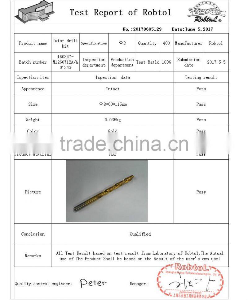 8mm nano titanium coating straight shank Hss Twist Drill Bits Cobalt Fully Ground Bright Finish drilling Metal Forged Alloy