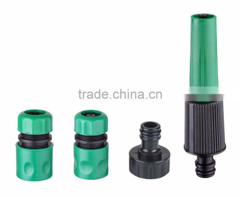 1/2" plastic 4 pcs hose nozzle set with straight nozzle and quick connector for garden watering