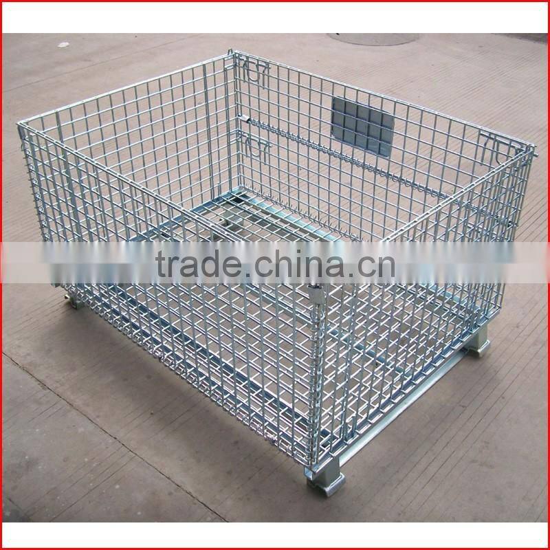 Warehouse folding steel storage cage/roller container