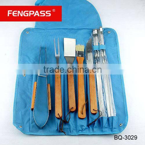 Traditional 3pcs BBQ set with black color wooden handle BQ-3042