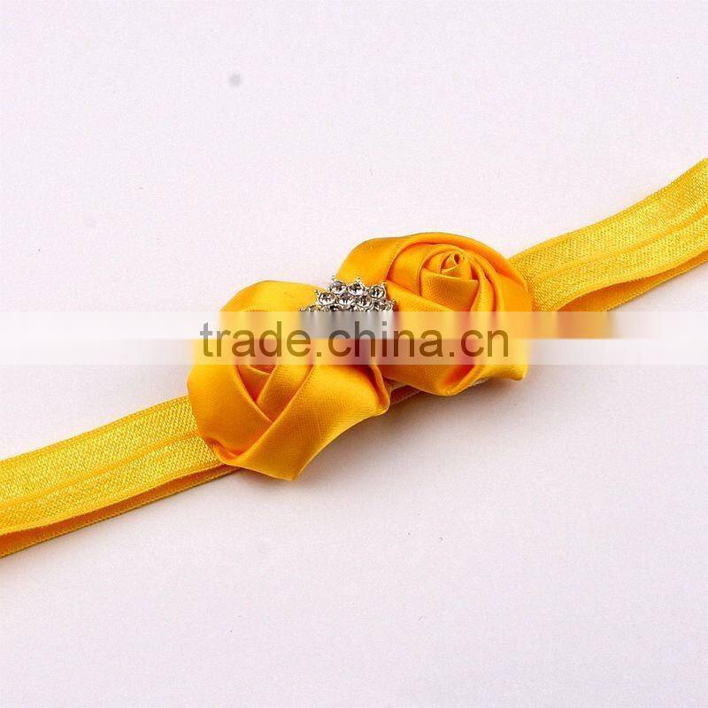rolled handmade rose flower headband satin flower hair band