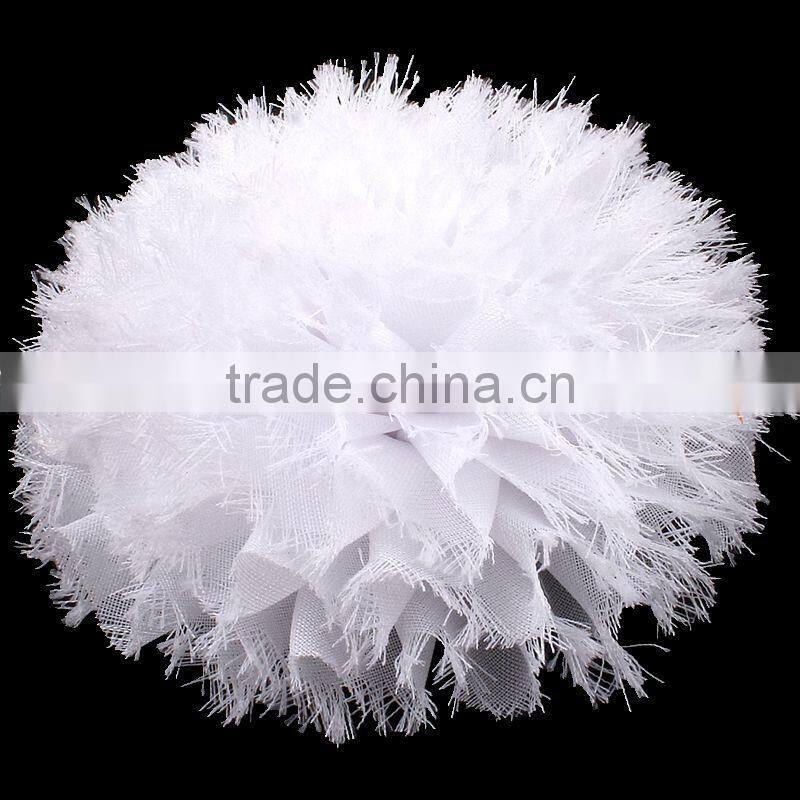 fraying chiffon flower puff ball for kids hair accessories