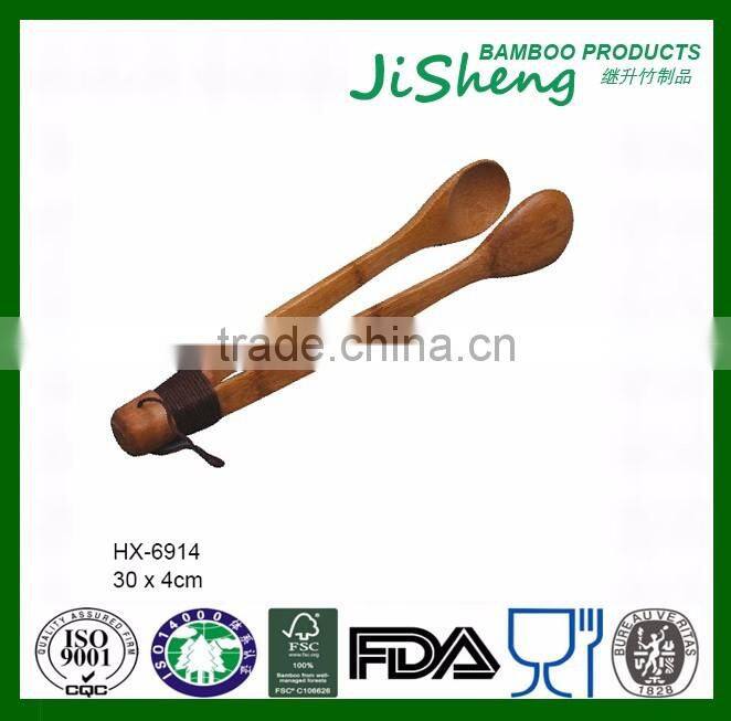 Natural Bamboo Kitchen Food Tong With Rope Handle