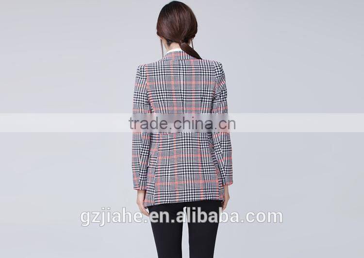 New fashion plaid ladies medium jacket plaid fashion women suit