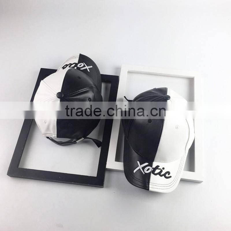 2017 New Style Assorted Colors PU leather Fabric Baseball Cap