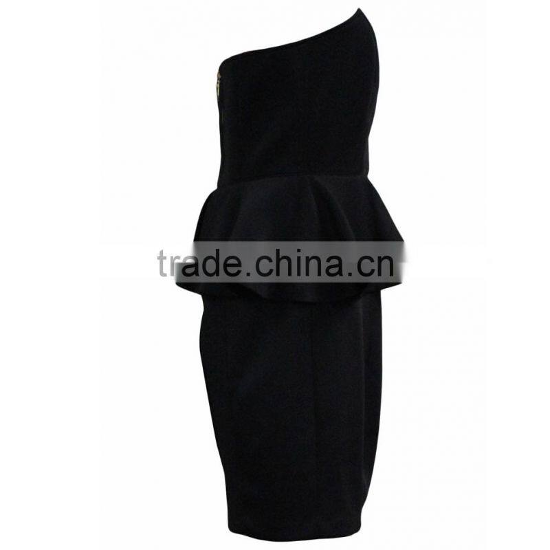 black evening dress,off shoulder peplum straight slim fitting metal zipper back sexy peplum dress
