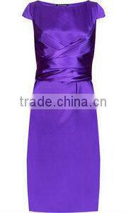 elegant/graceful bandage dress/boat neck cap sleeve ankle length night dress in satin